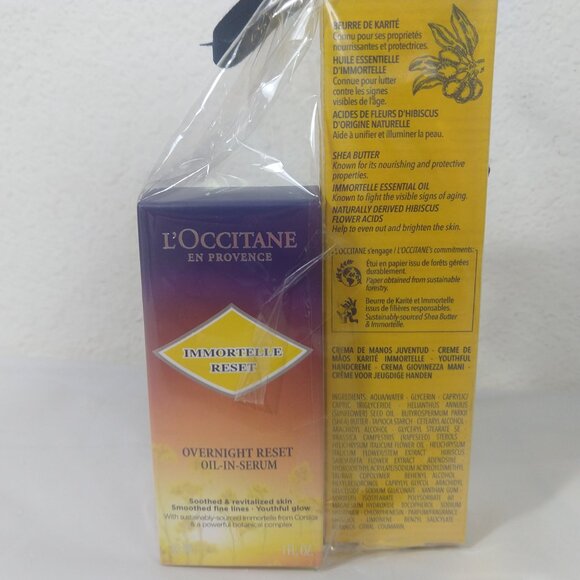 L'Occitane Immortelle Overnight Reset Oil-In-Serum & Serum Hand Cream Set NIB - Picture 3 of 5